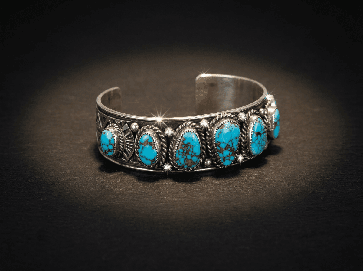 Sterling Silver Golden Hills Turquoise Bracelet - Size 7 #004 - image 1 of 1